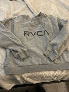 RVCA Gray Crewneck Sweatshirt with Black Logo